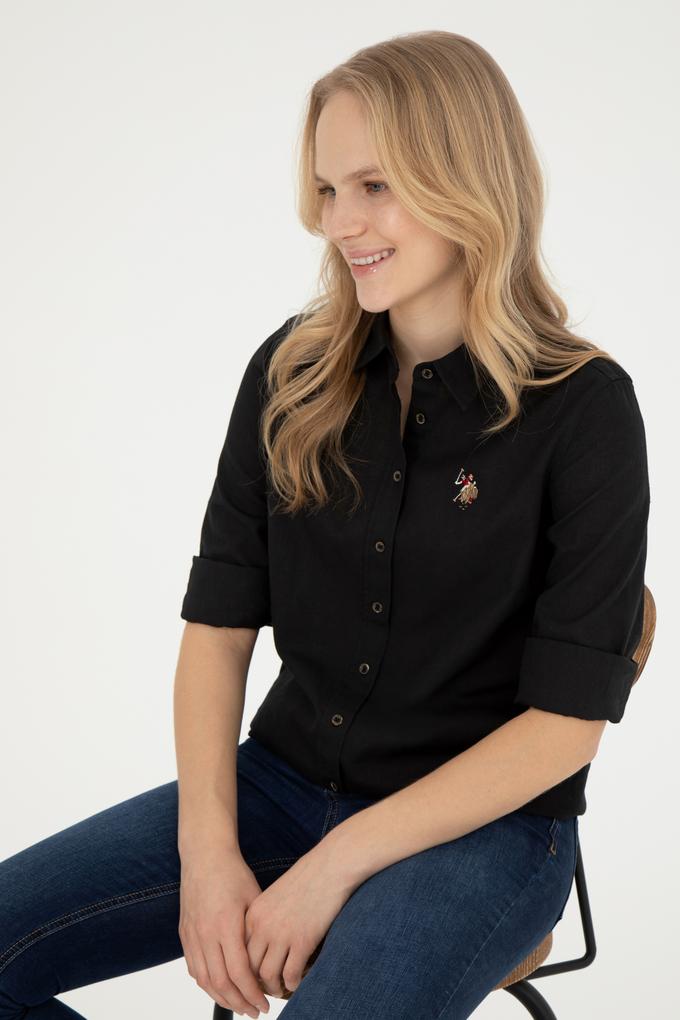 Kadın Siyah Uzun Kollu Basic Gömlek