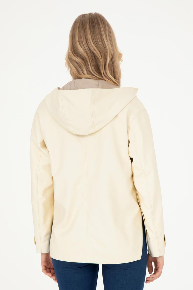 Kadın Ekru Deri Ceket - 50288630003