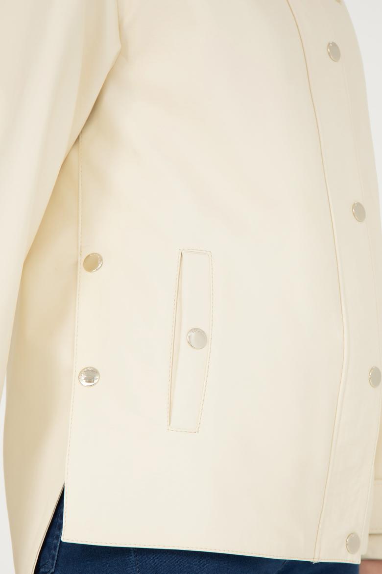 Kadın Ekru Deri Ceket - 50288630003