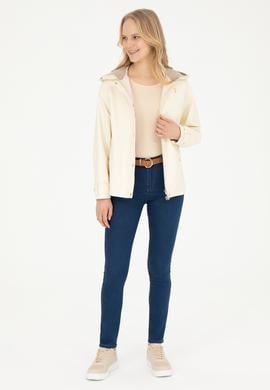 Kadın Ekru Deri Ceket - 50288630003