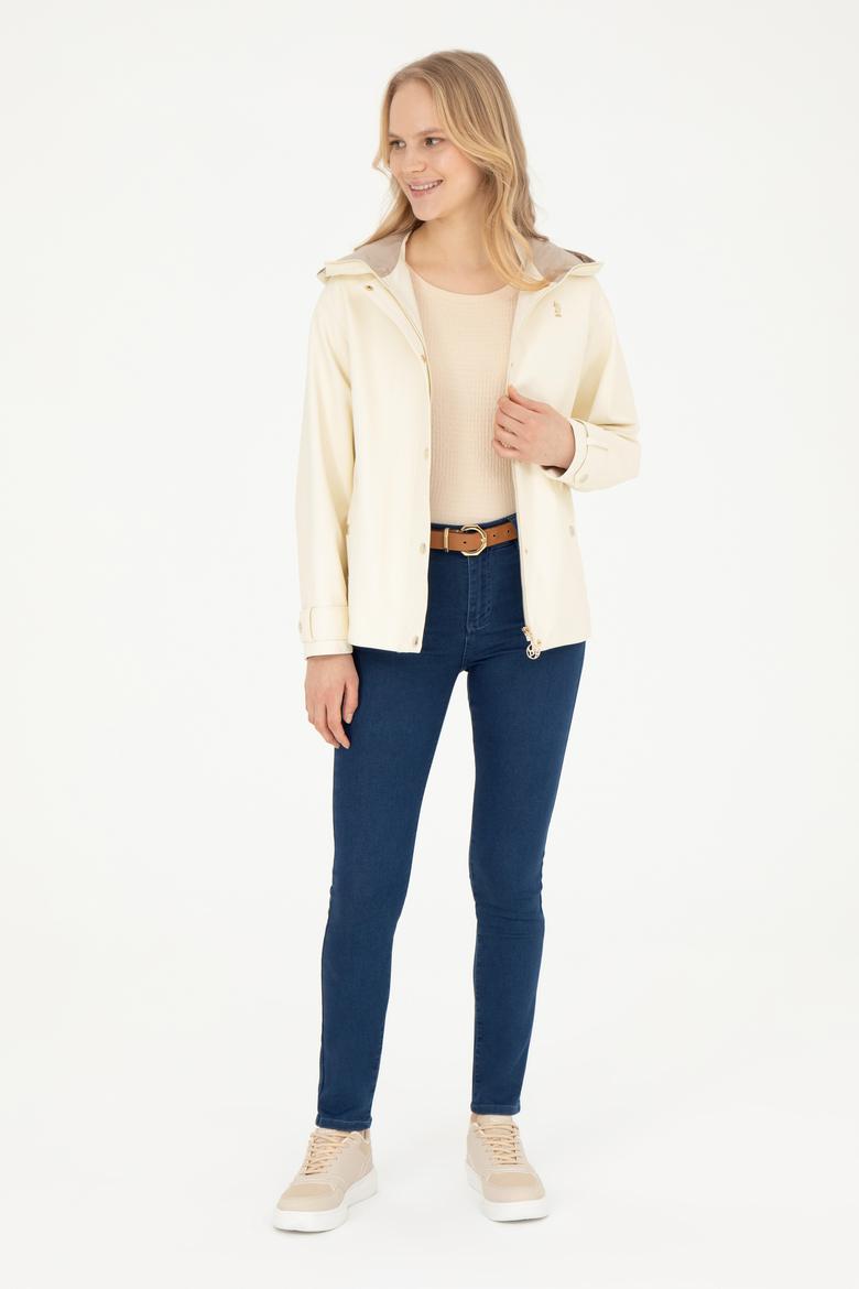 Kadın Ekru Deri Ceket - 50288630003