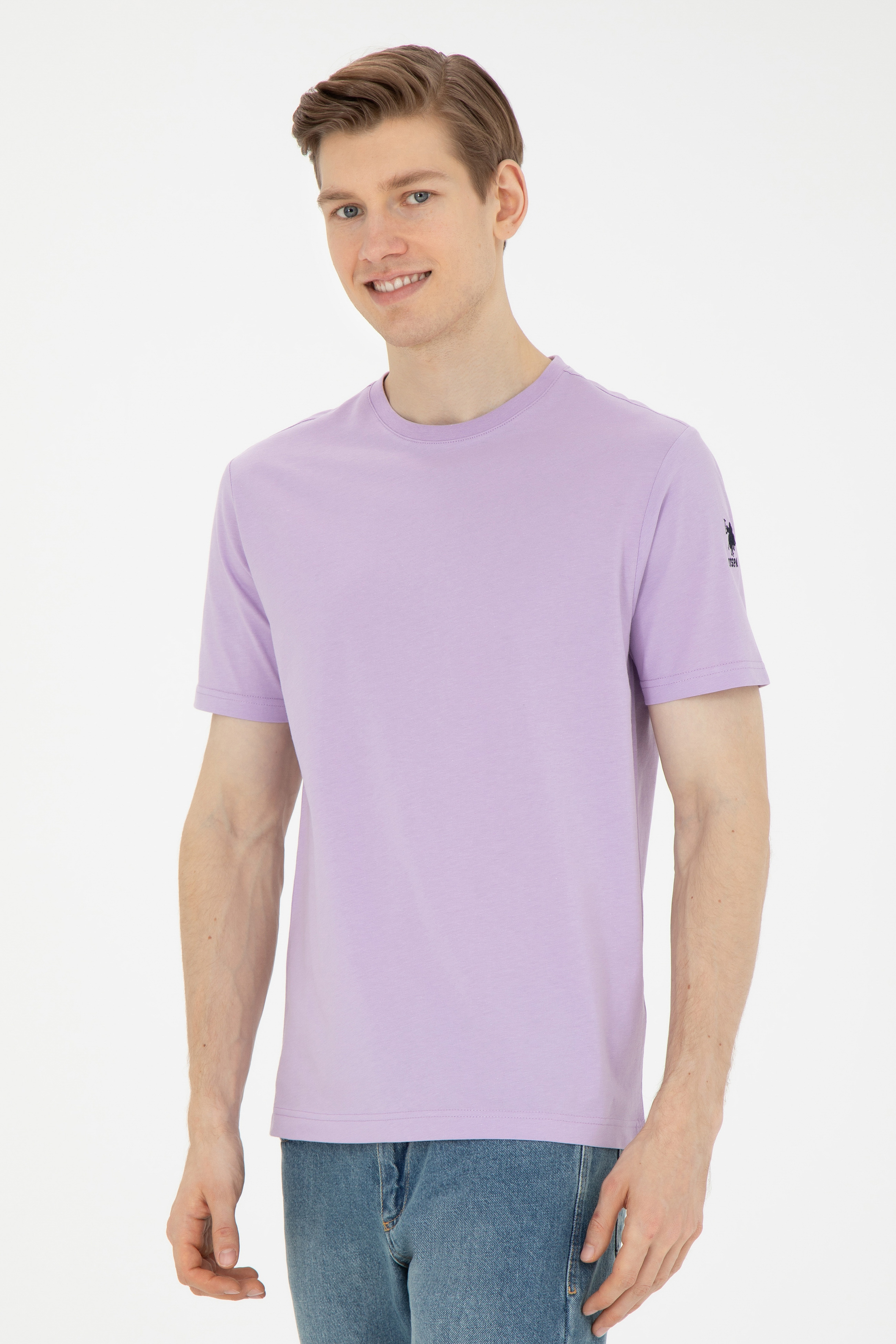 Erkek Lila Basic Tişört - Image 3