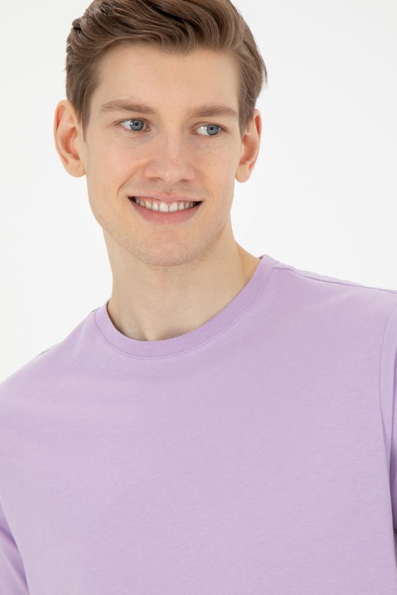 Erkek Lila Basic Tişört - 50284618069