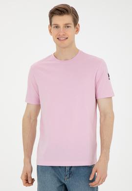 Erkek Regular Fit Bisiklet Yaka Pembe Basic Tişört - 50284618071