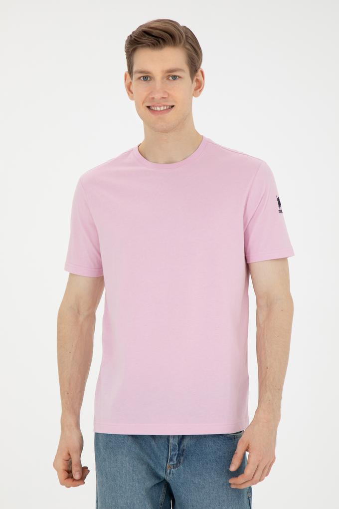 Erkek Regular Fit Bisiklet Yaka Pembe Basic Tişört