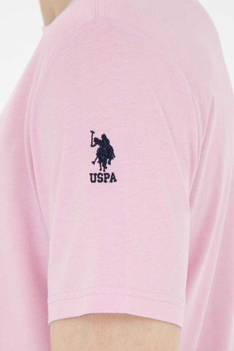 Erkek Regular Fit Bisiklet Yaka Pembe Basic Tişört - 50284618071