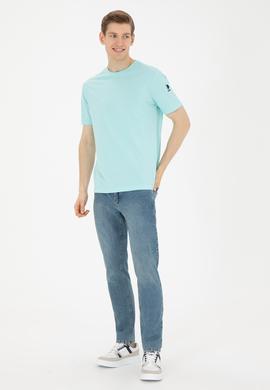 Erkek Su Yeşili Basic Tişört - 50284618114