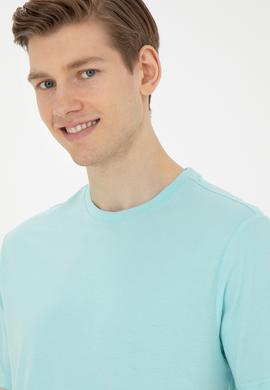 Erkek Su Yeşili Basic Tişört - 50284618114