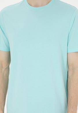 Erkek Su Yeşili Basic Tişört - 50284618114