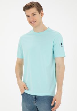 Erkek Su Yeşili Basic Tişört - 50284618114