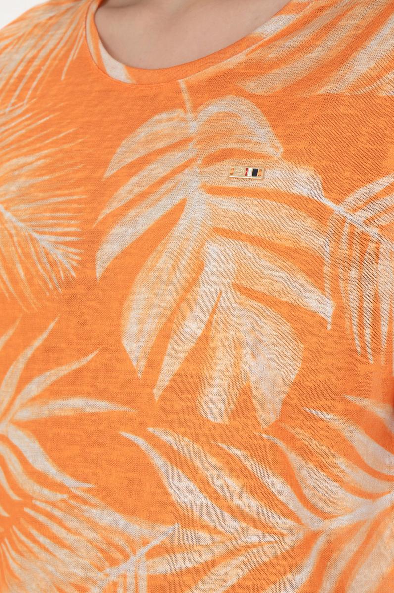 Kadın Turuncu Bisiklet Yaka Tişört