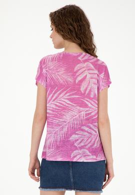 Kadın Menekşe Bisiklet Yaka Tişört - 50286047021