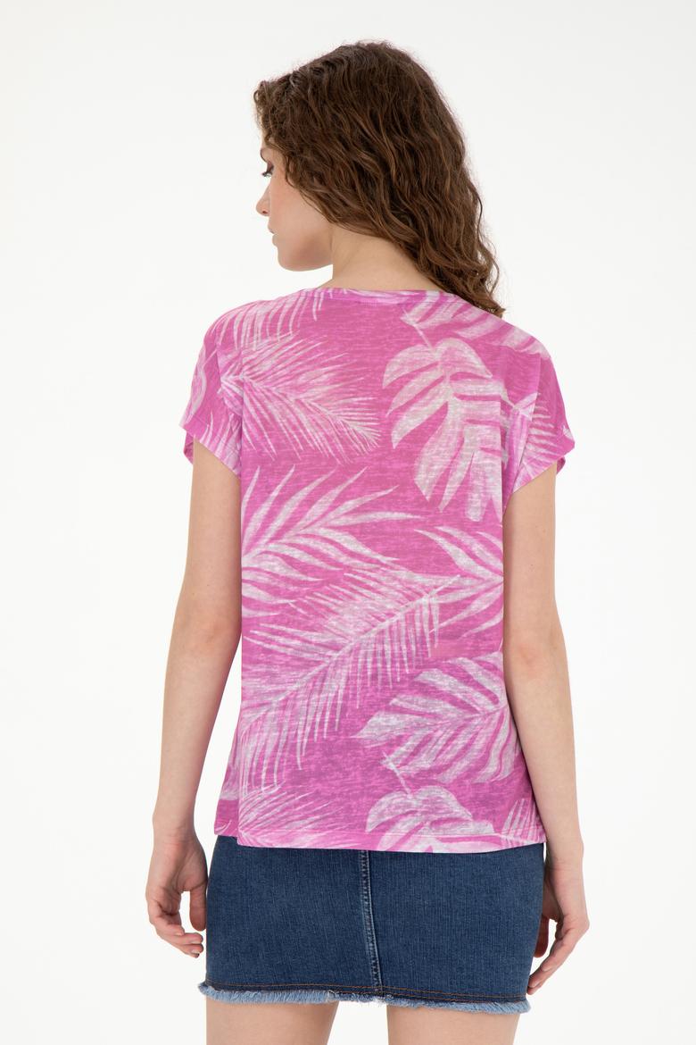 Kadın Menekşe Bisiklet Yaka Tişört - 50286047021