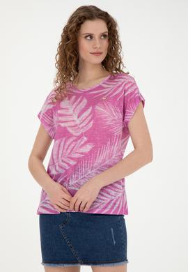 Kadın Menekşe Bisiklet Yaka Tişört - 50286047021