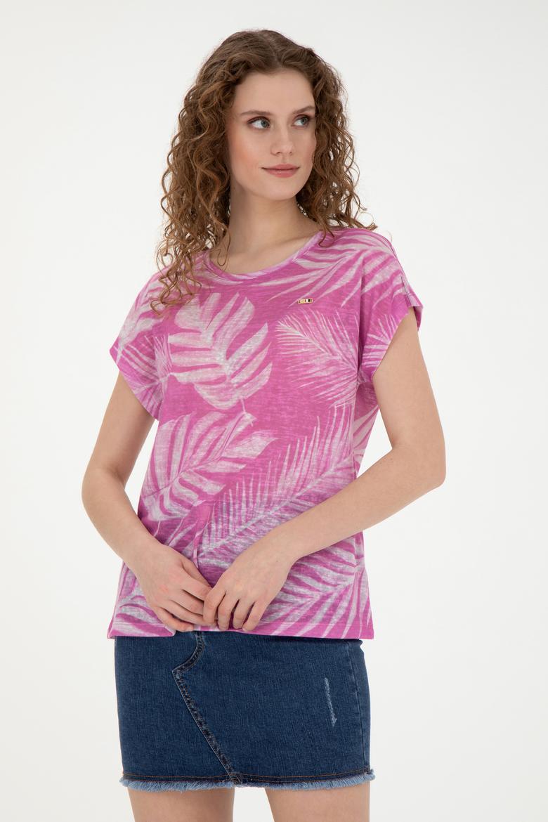 Kadın Menekşe Bisiklet Yaka Tişört