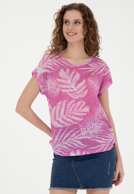 Kadın Menekşe Bisiklet Yaka Tişört - 50286047021