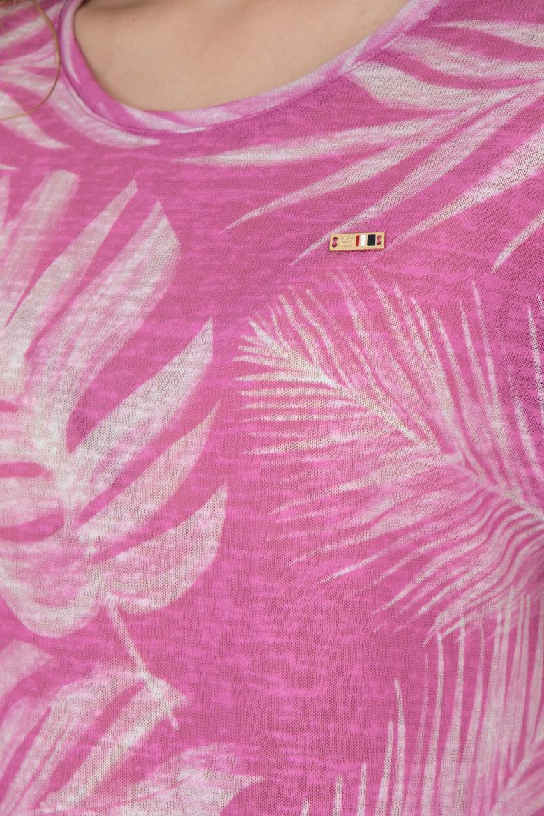 Kadın Menekşe Bisiklet Yaka Tişört - 50286047021