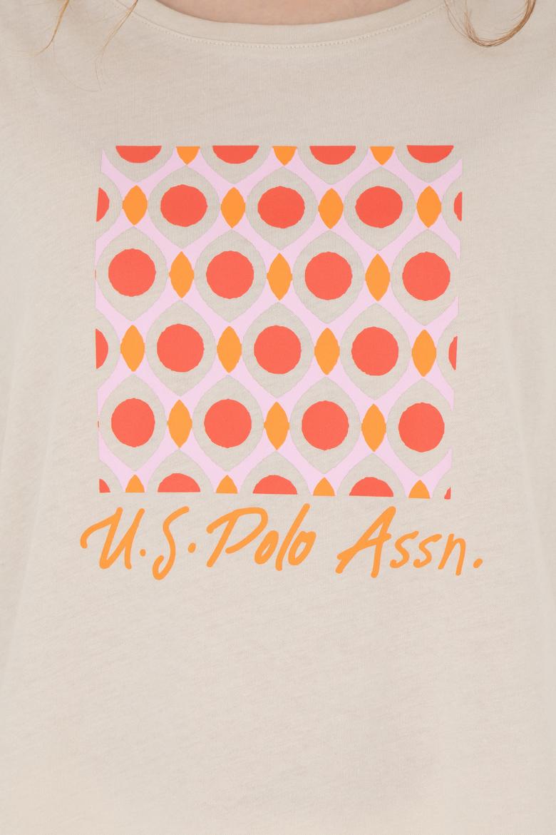 Kadın Krem Bisiklet Yaka Tişört - 50286051016