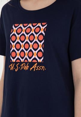 Kadın Lacivert Bisiklet Yaka Tişört - 50286051017