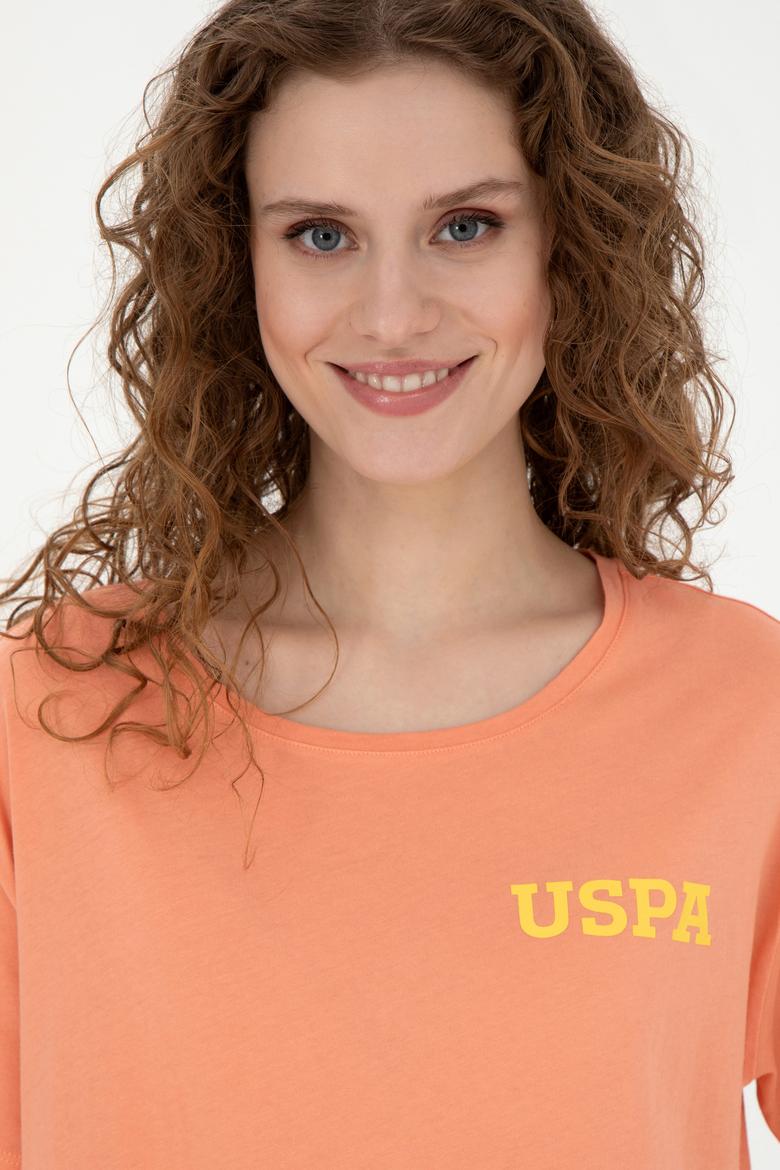 Kadın Somon Bisiklet Yaka Tişört - 50286105049