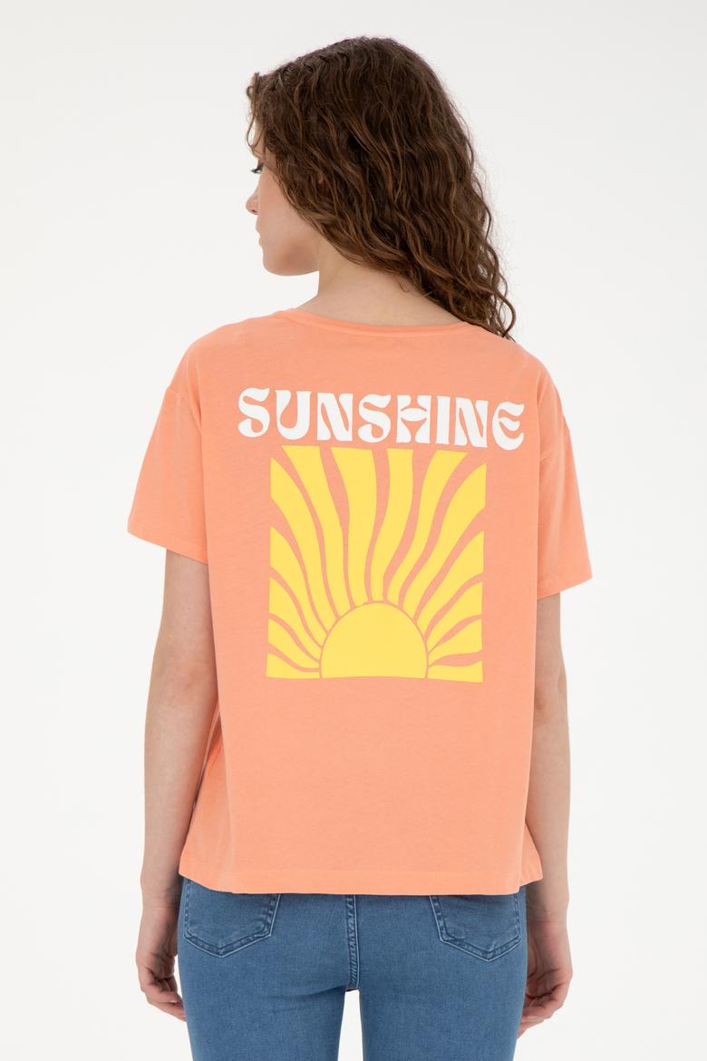 Kadın Somon Bisiklet Yaka Tişört - 50286105049