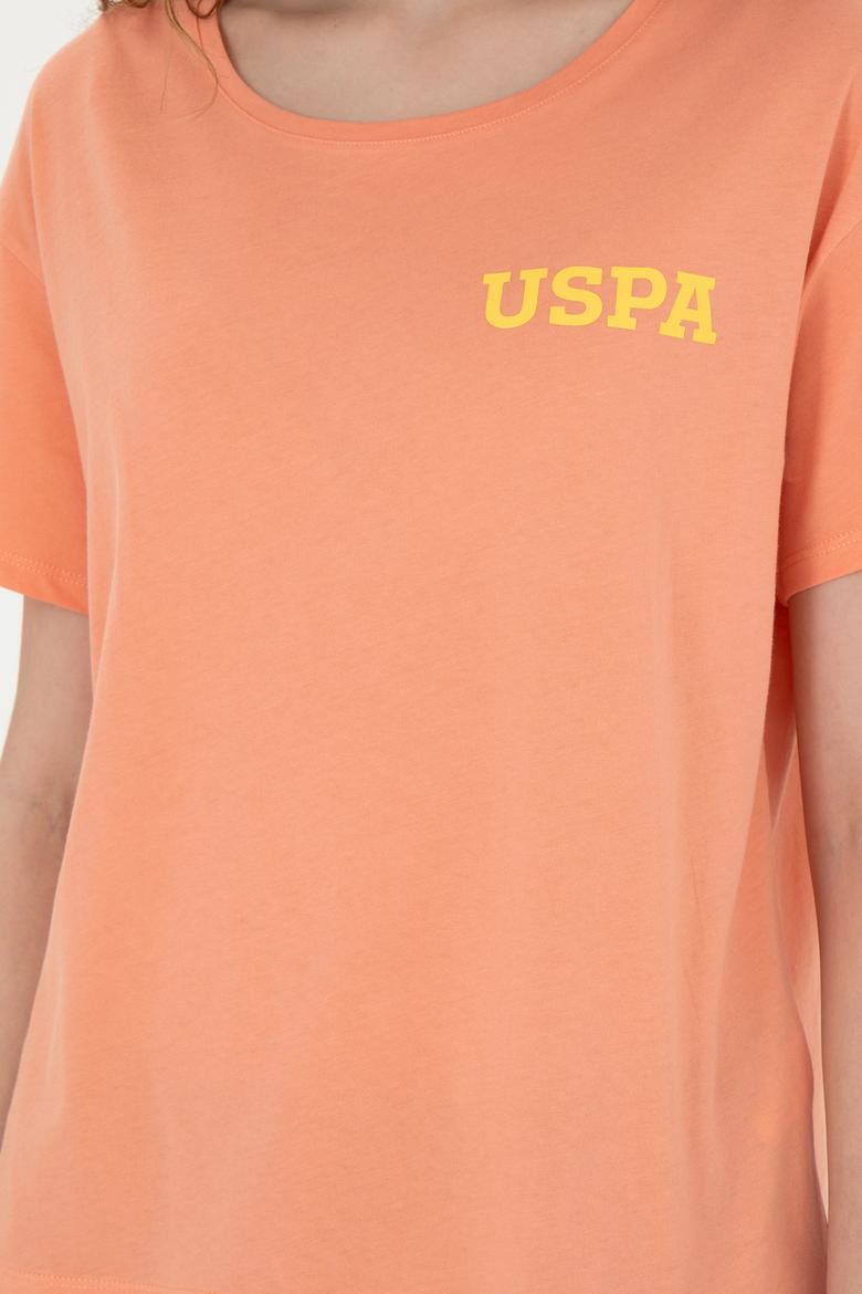 Kadın Somon Bisiklet Yaka Tişört - 50286105049