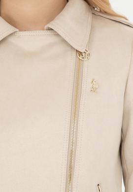 Kadın Ekru Deri Ceket - 50288623012