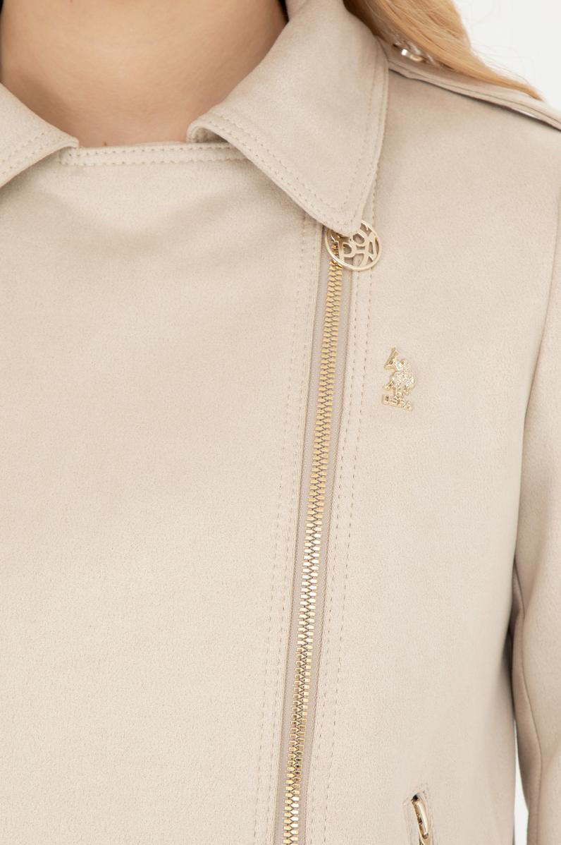 Kadın Ekru Deri Ceket