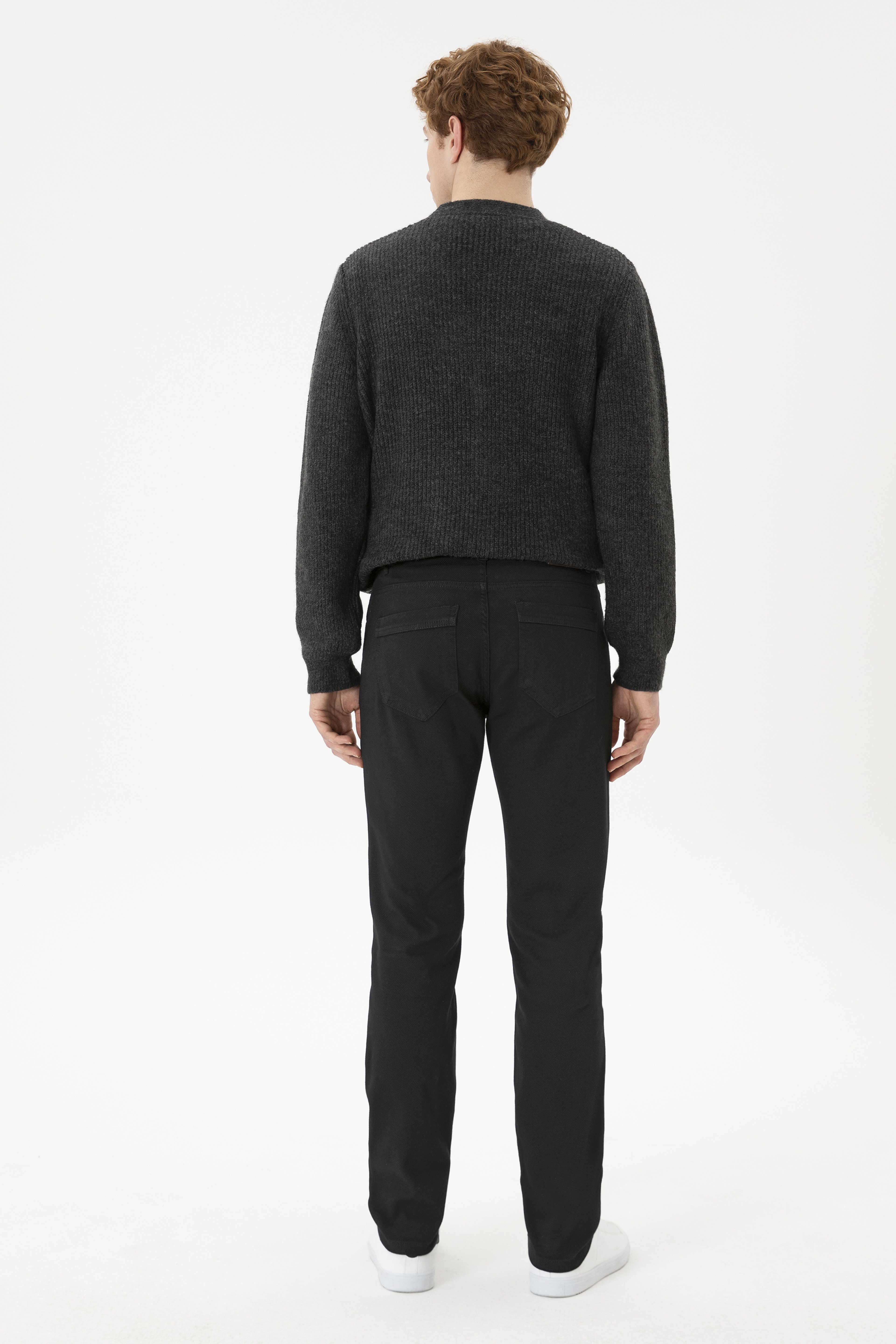 Erkek Regular Fit Siyah Kanvas Pantolon