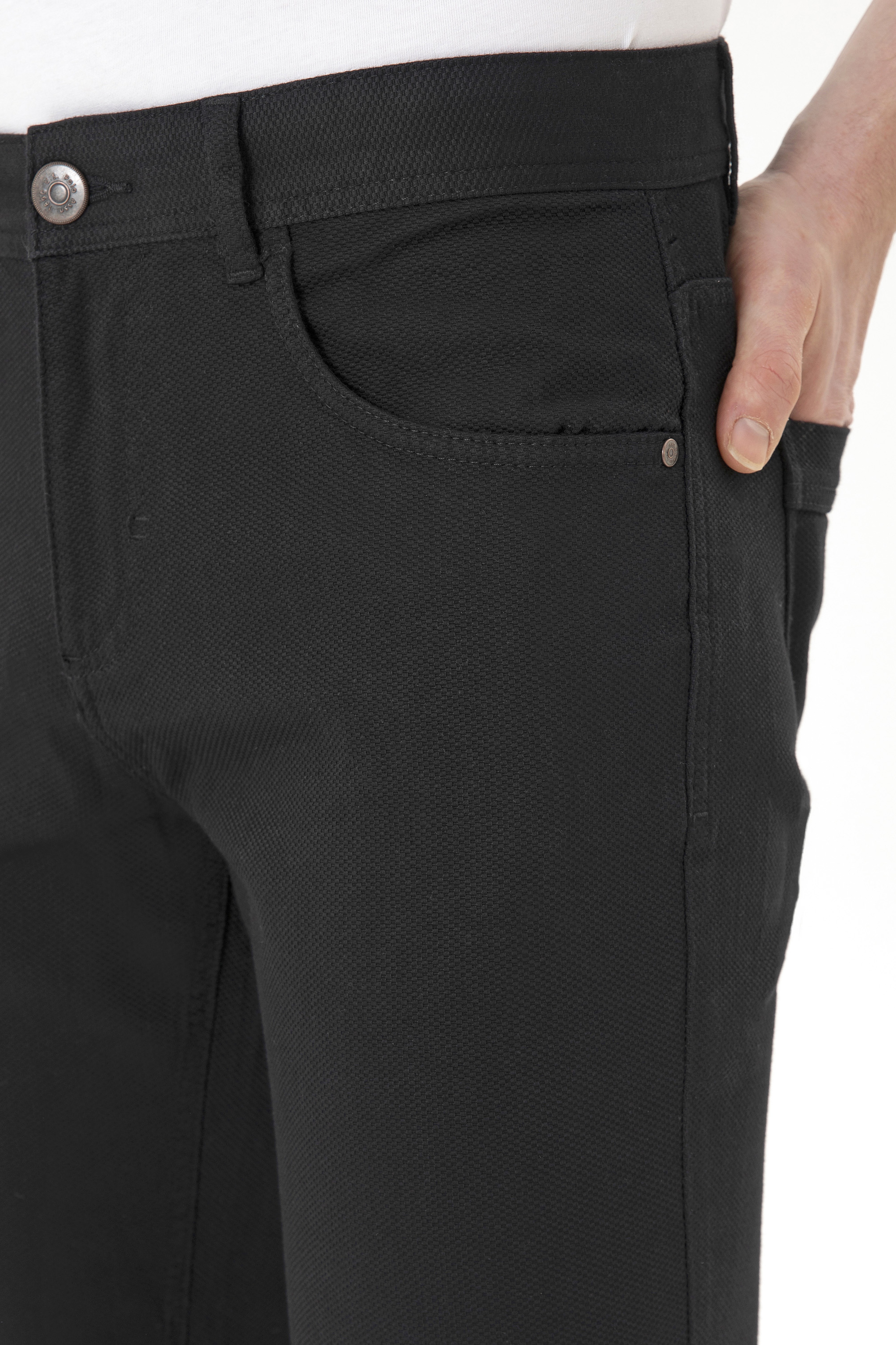 Erkek Regular Fit Siyah Kanvas Pantolon - Image 6