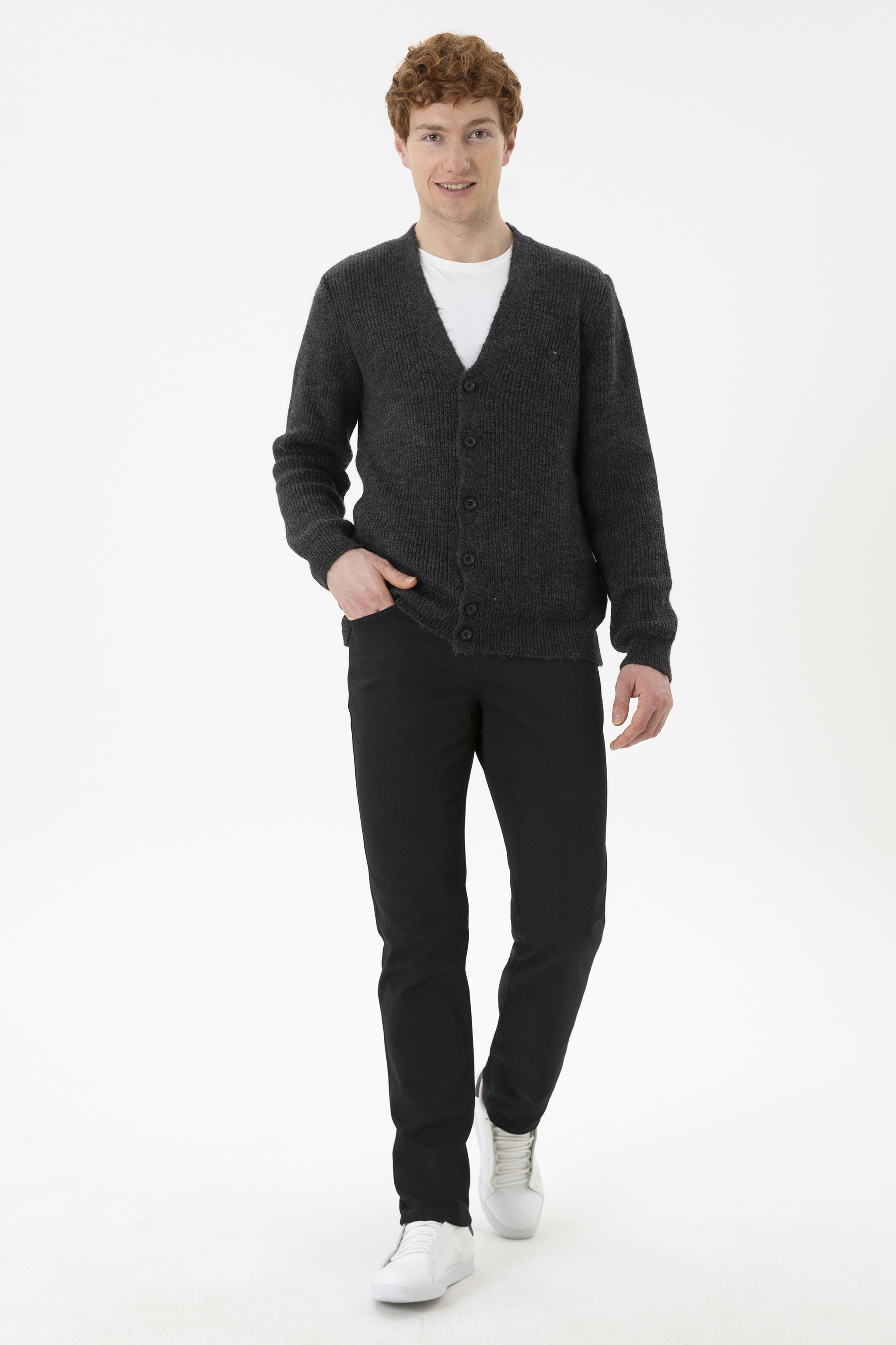 Erkek Regular Fit Siyah Kanvas Pantolon