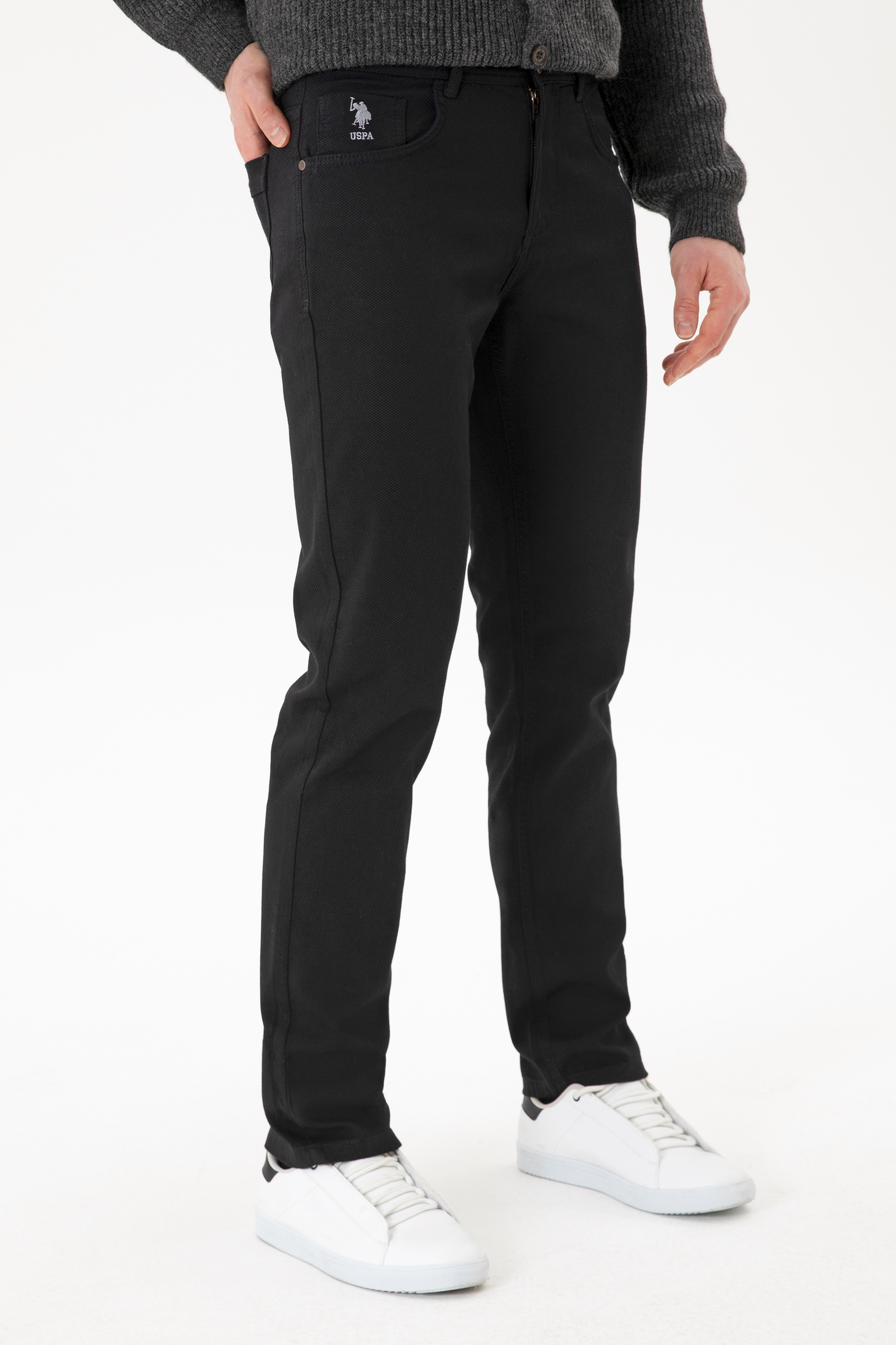 Erkek Regular Fit Siyah Kanvas Pantolon - Image 2