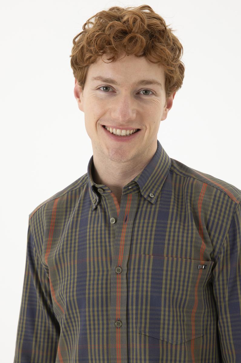 Erkek Haki Uzun Kollu Gömlek