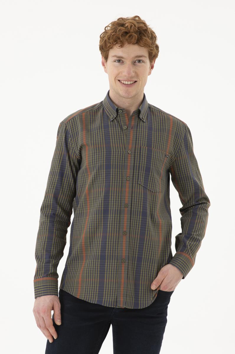 Erkek Haki Uzun Kollu Gömlek