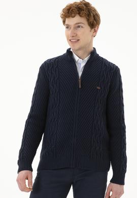 Erkek Lacivert Triko Hırka - 50270978011