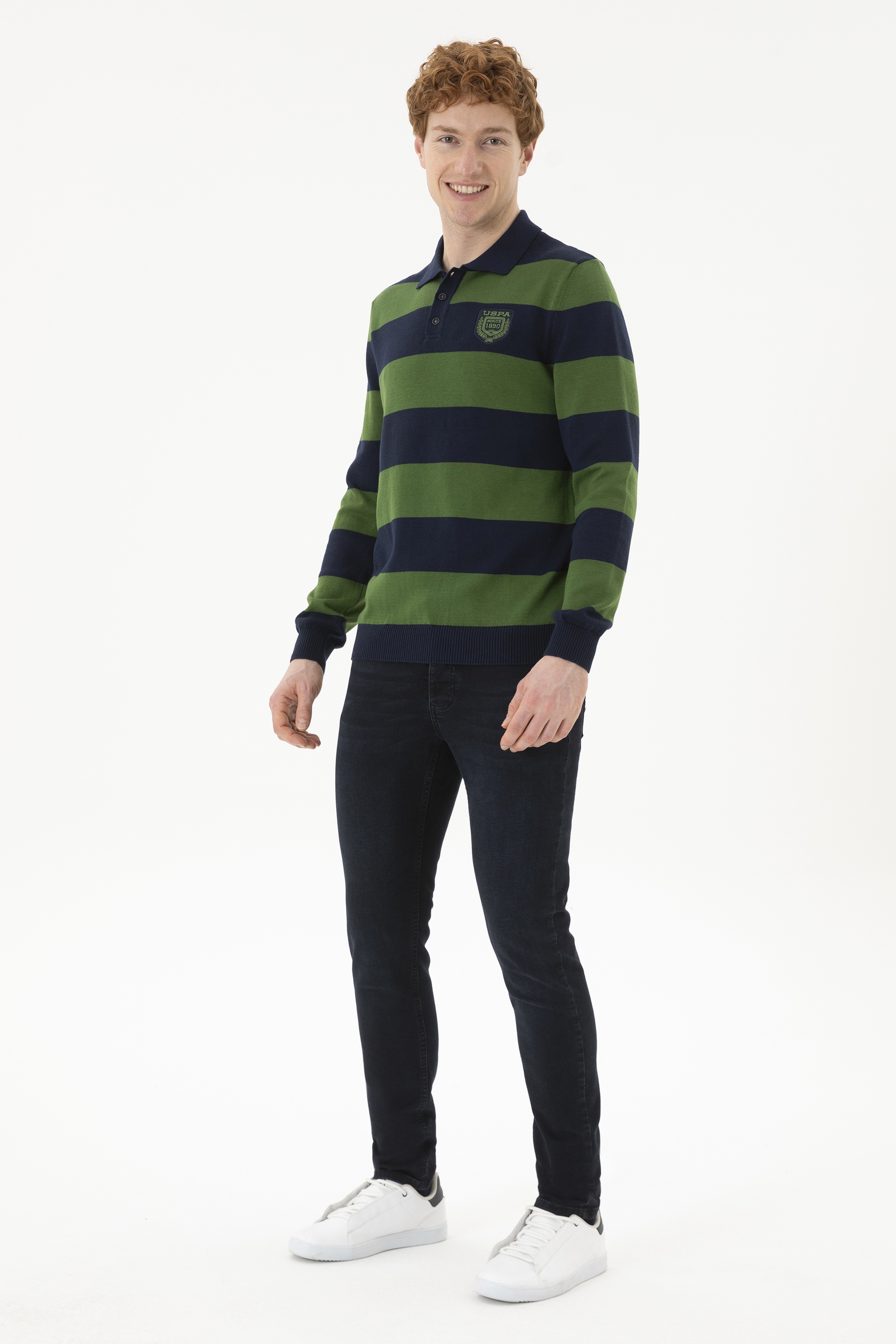 Erkek Yeşil Polo Yaka Kazak - Image 4