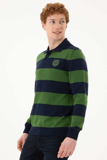 Erkek Yeşil Polo Yaka Kazak