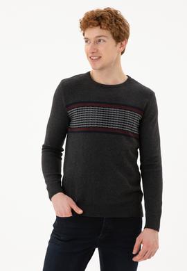 Erkek Antrasit Melanj Kazak - 50252305024