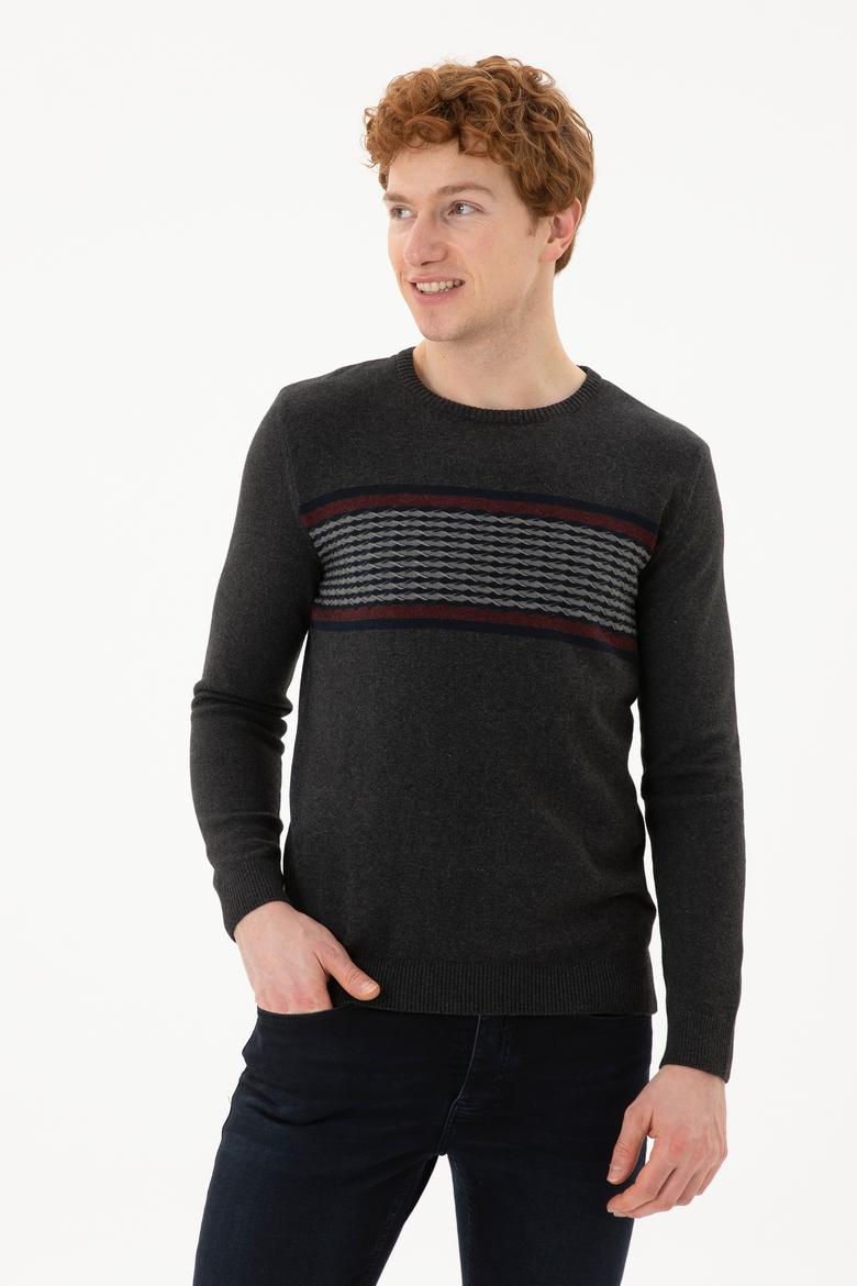 Erkek Antrasit Melanj Kazak - 50252305024