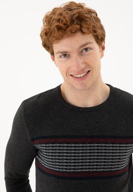 Erkek Antrasit Melanj Kazak - 50252305024