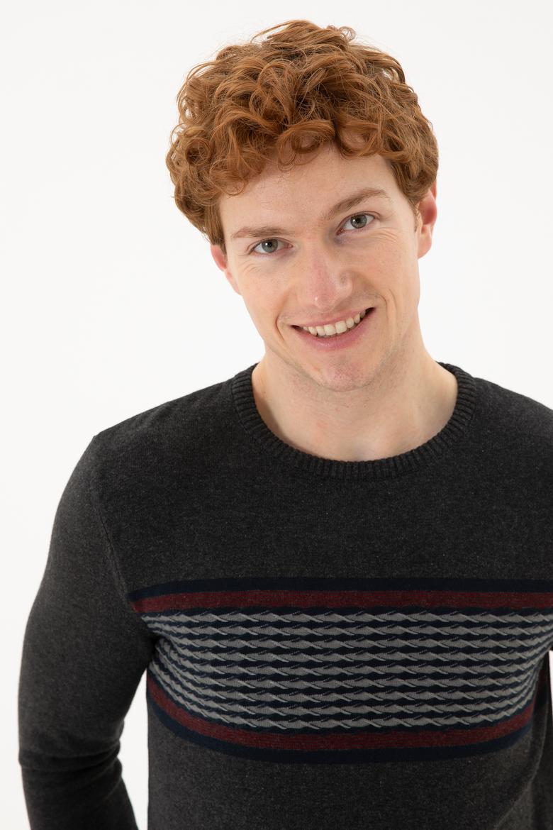 Erkek Antrasit Melanj Kazak - 50252305024