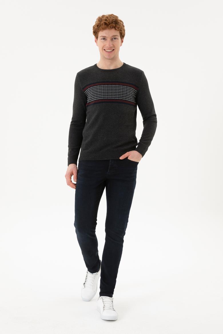 Erkek Antrasit Melanj Kazak - 50252305024