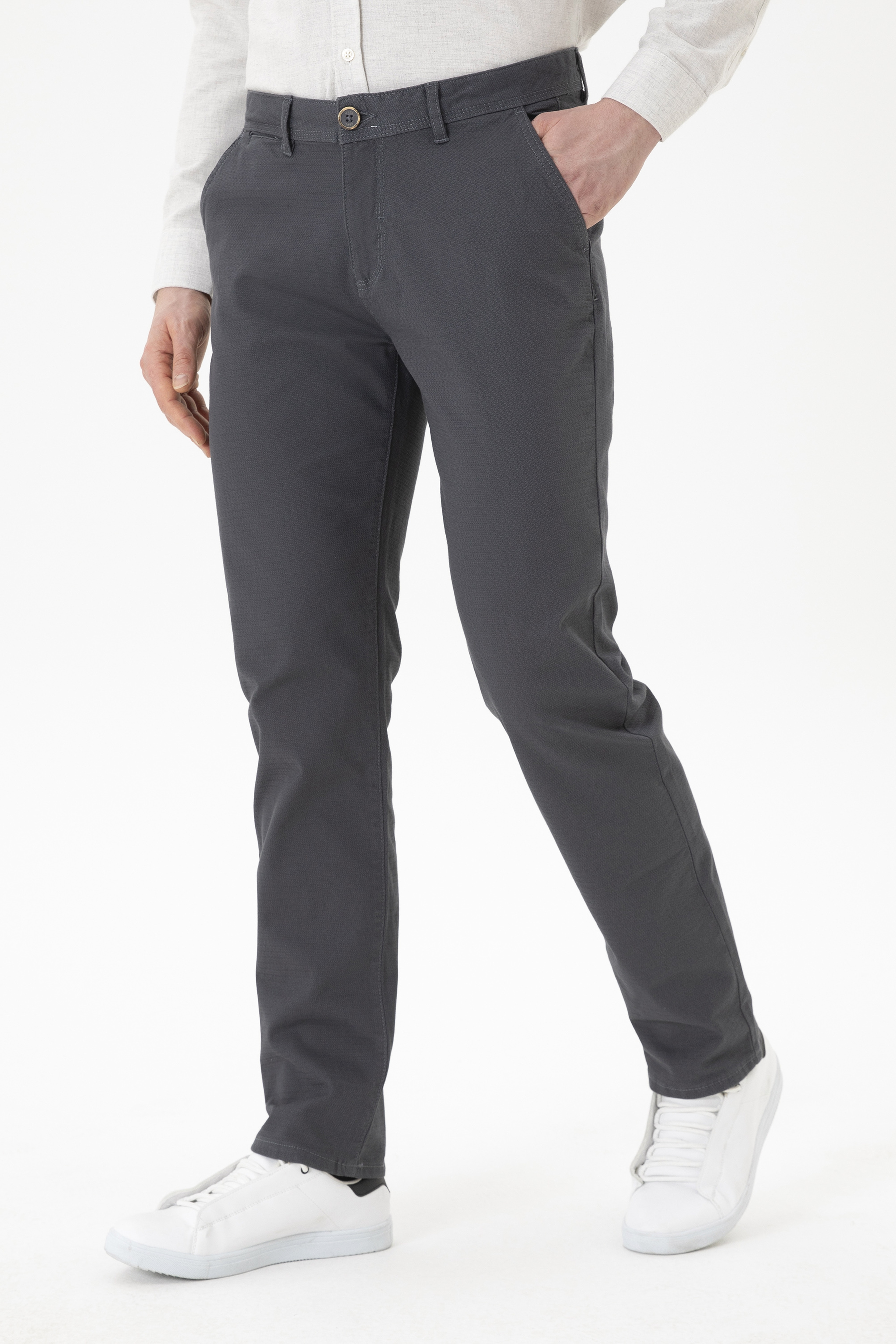 Erkek Regular Fit Antrasit Kanvas Pantolon