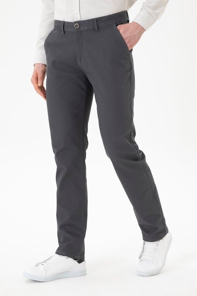 Erkek Regular Fit Antrasit Kanvas Pantolon
