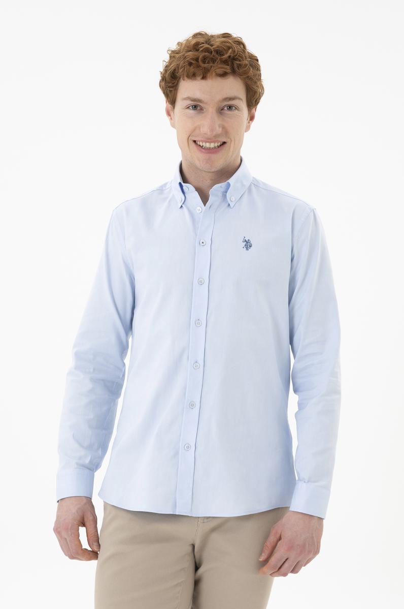 Erkek Açık Mavi Uzun Kollu Basic Gömlek