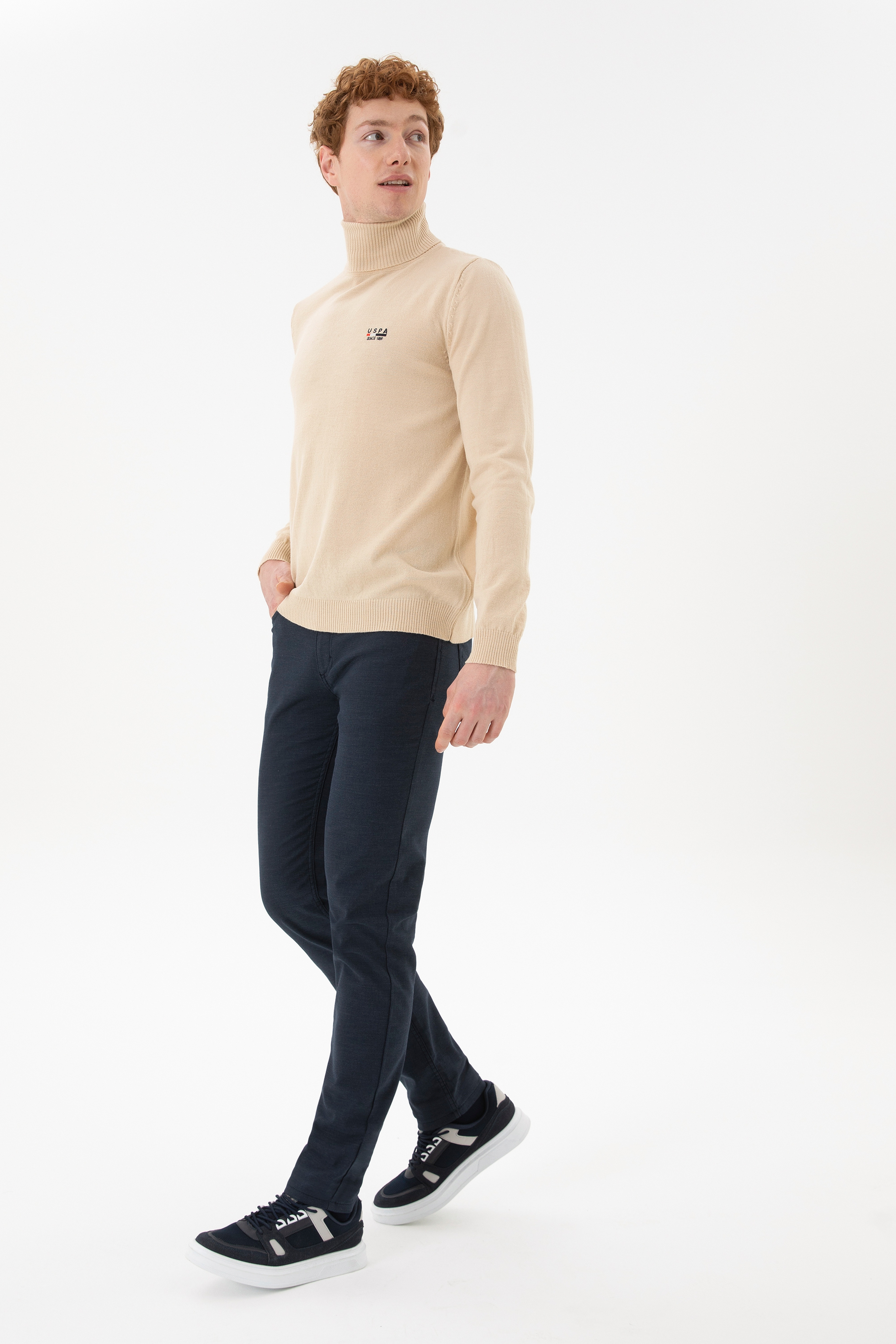 Erkek Slim Fit Lacivert Kanvas Pantolon - Image 3