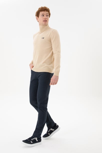 Erkek Slim Fit Lacivert Kanvas Pantolon