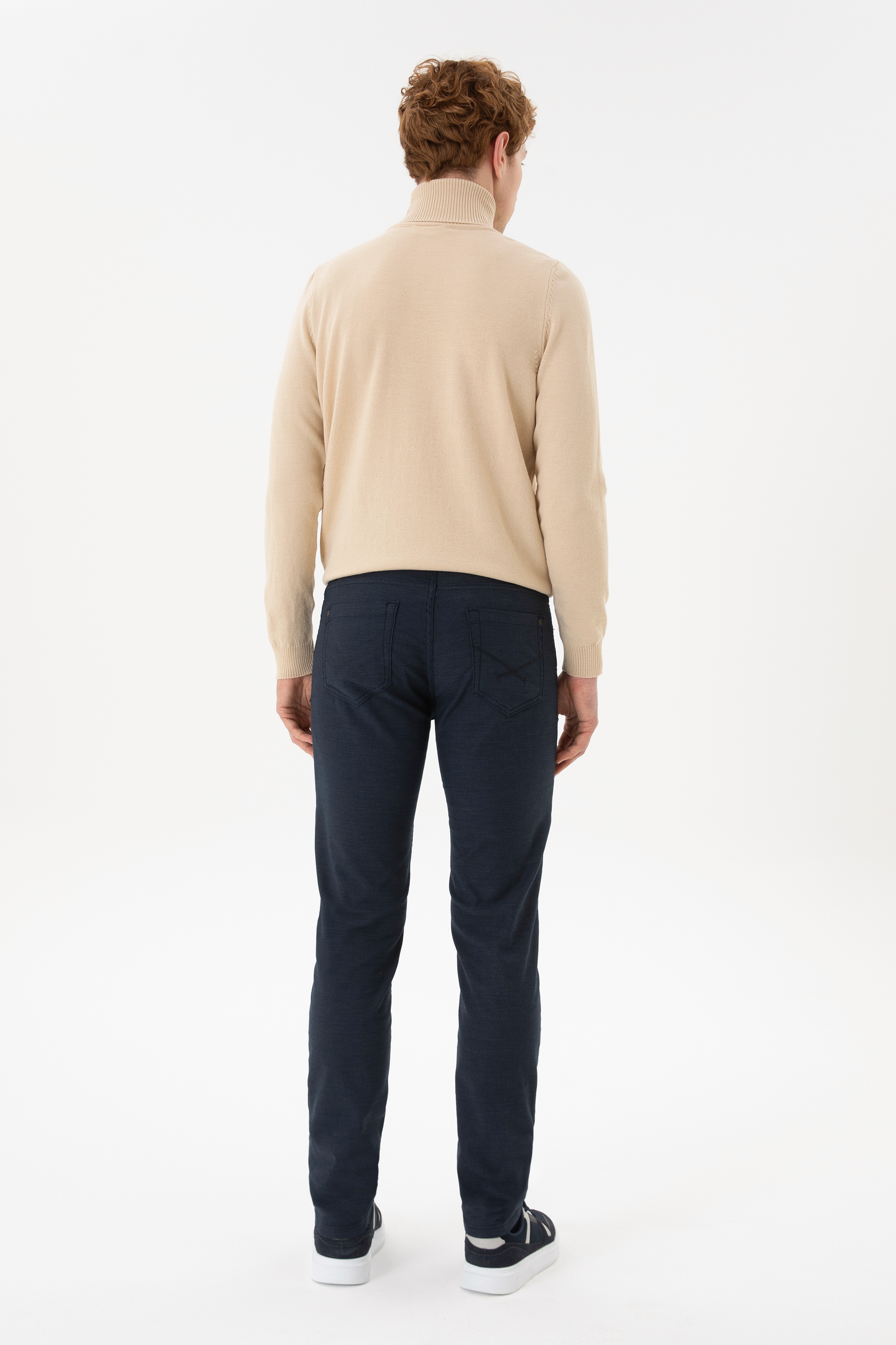Erkek Slim Fit Lacivert Kanvas Pantolon