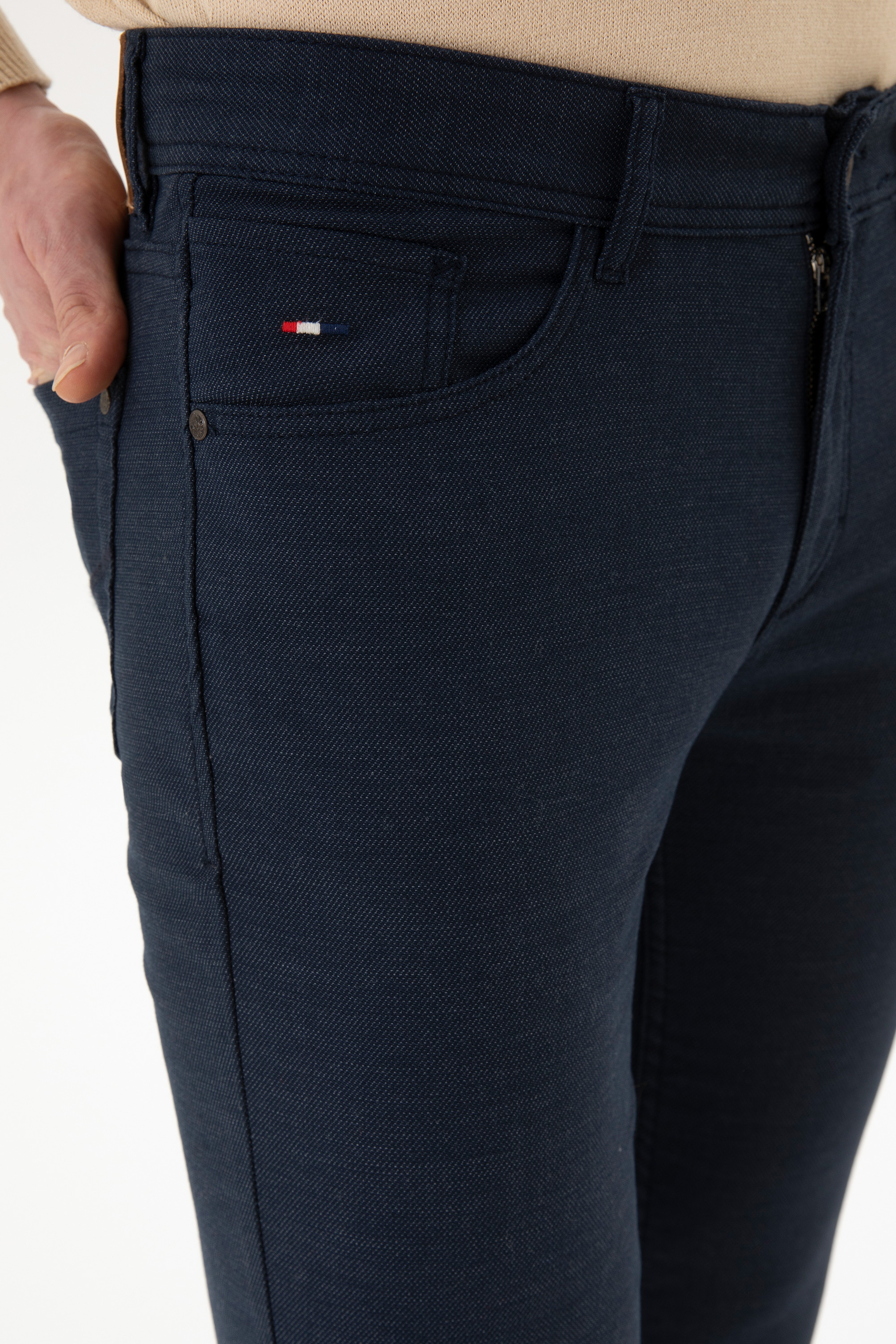 Erkek Slim Fit Lacivert Kanvas Pantolon