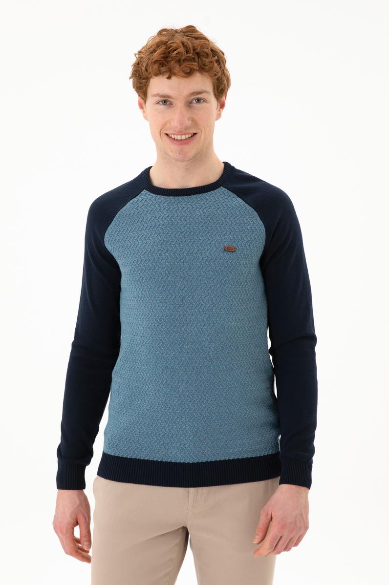 Erkek Kobalt Mavi Kazak